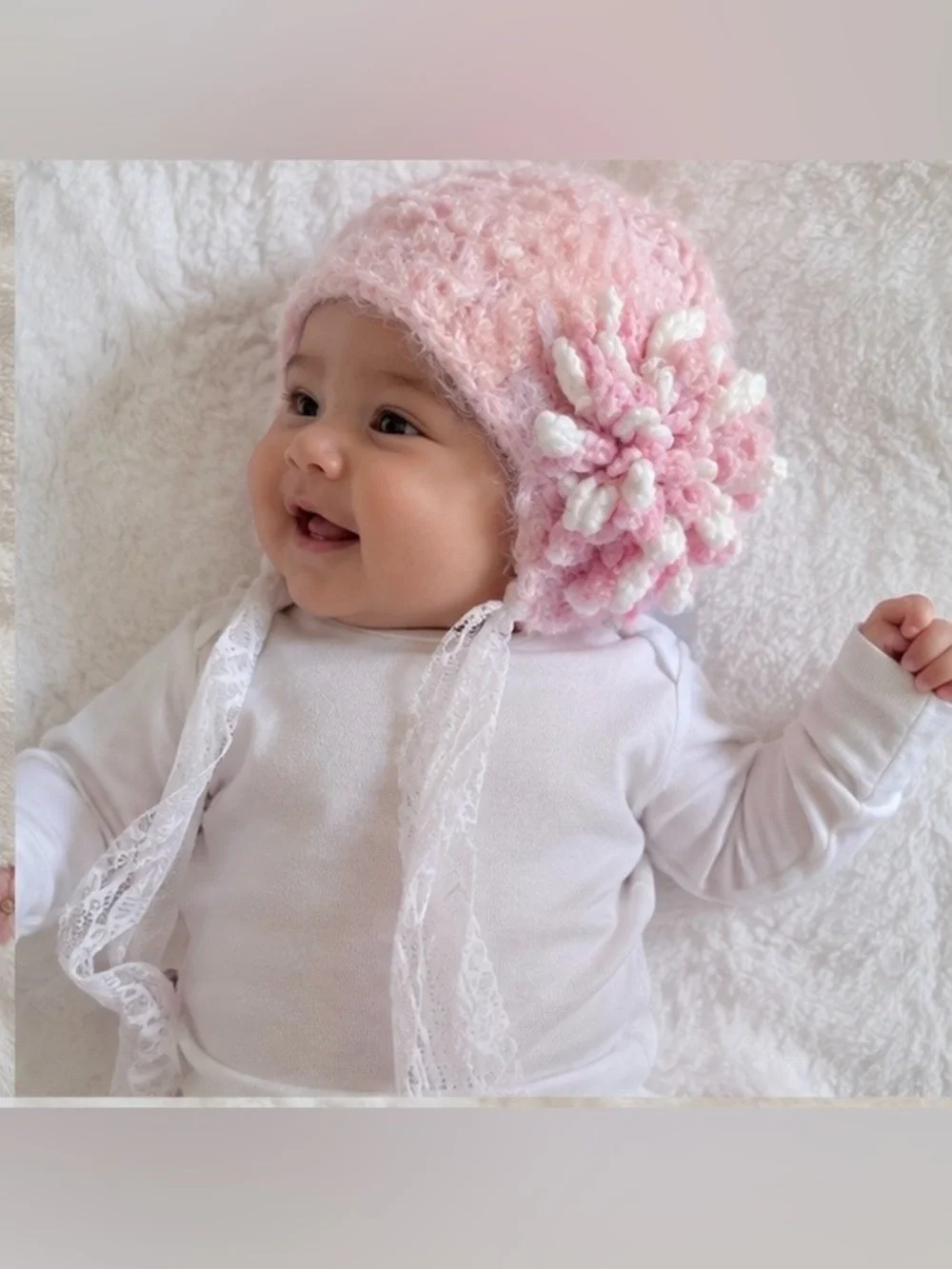Set of 2 Baby Handmade hat  Winter Crochet Floral Hat